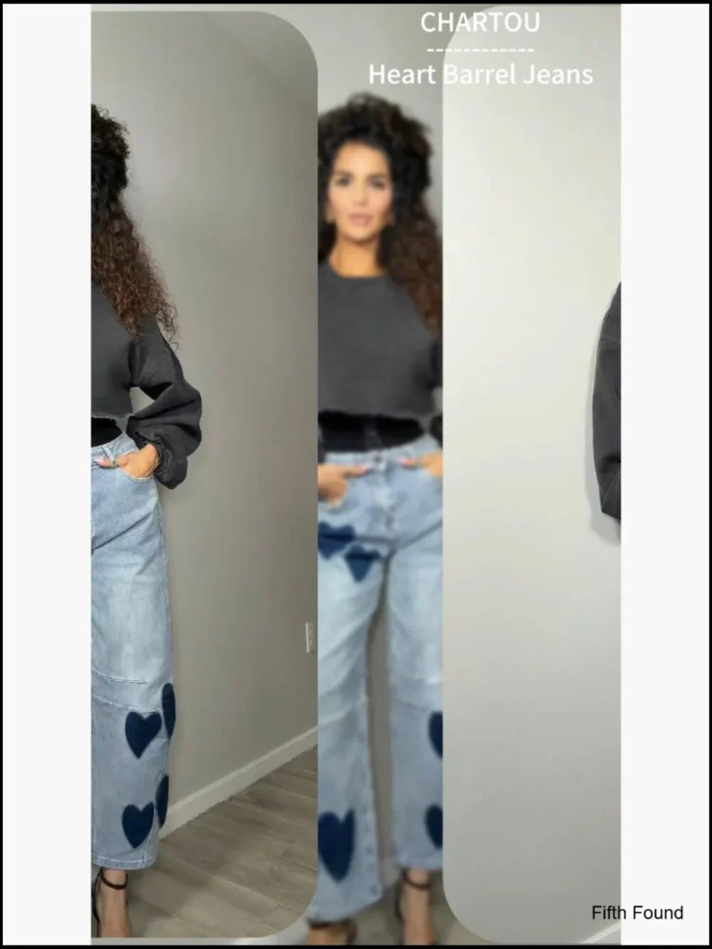 Wide Leg Barrel Jeans Distressed Vintage Boyfriend Fit Mid Rise Cotton Blend - Picture 6 of 7